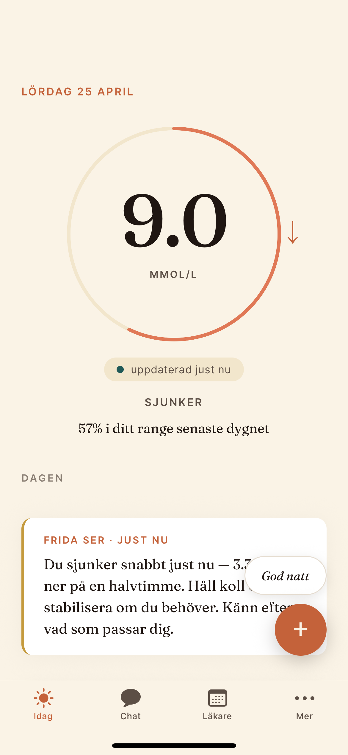 Stillra: Idag-vyn med dagens reflektion